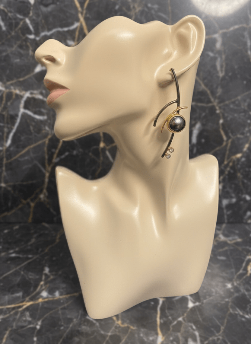 Smoky Aura Curved Brass Statement Earrings - WEB-ER-2 - Luxeria