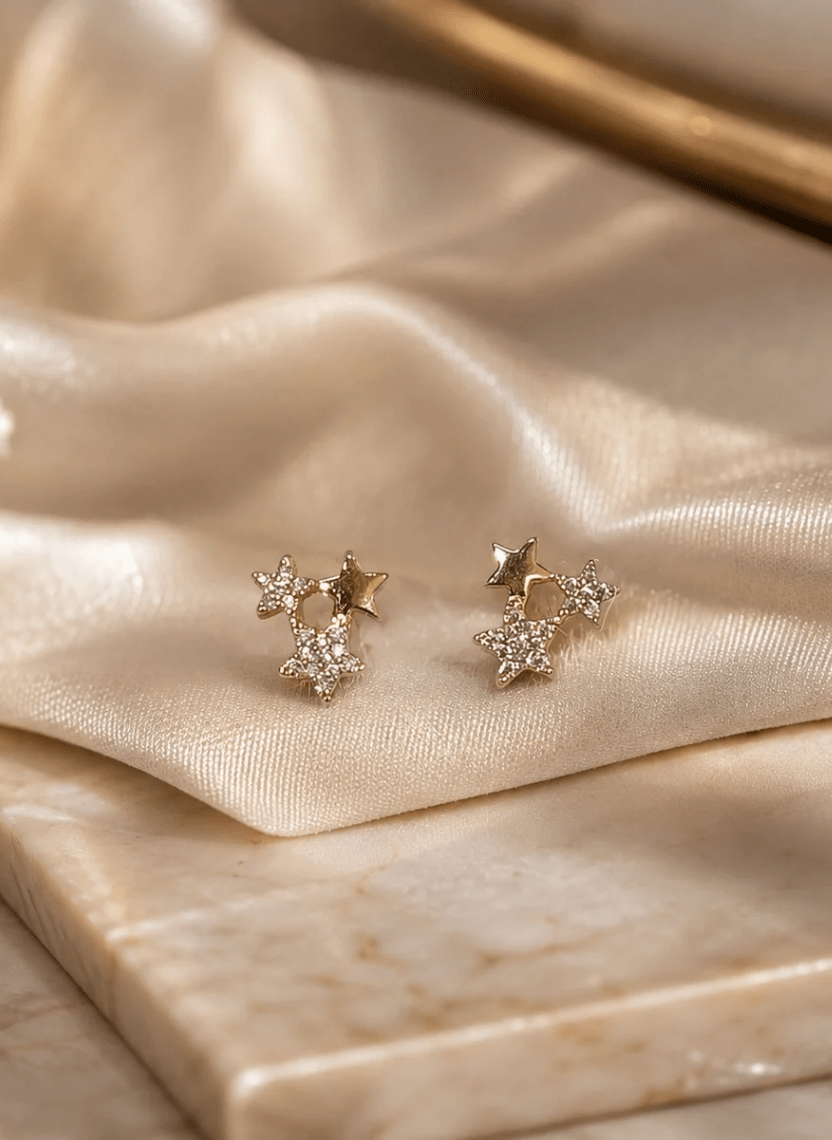 Sparkle Star Stud Earrings - LUXEAR-AA9-9 - Luxeria