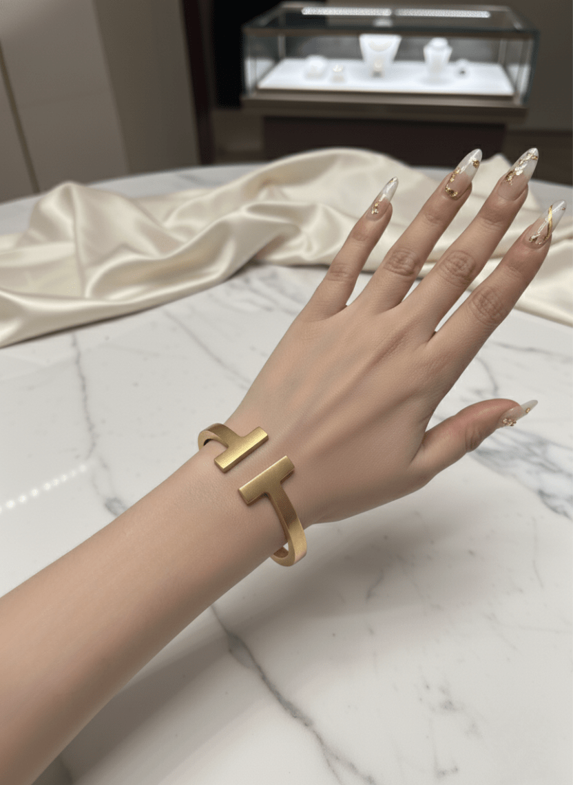 T - Cuff Gold Cuff Brass Bracelet - WEB-K-6 - Luxeria