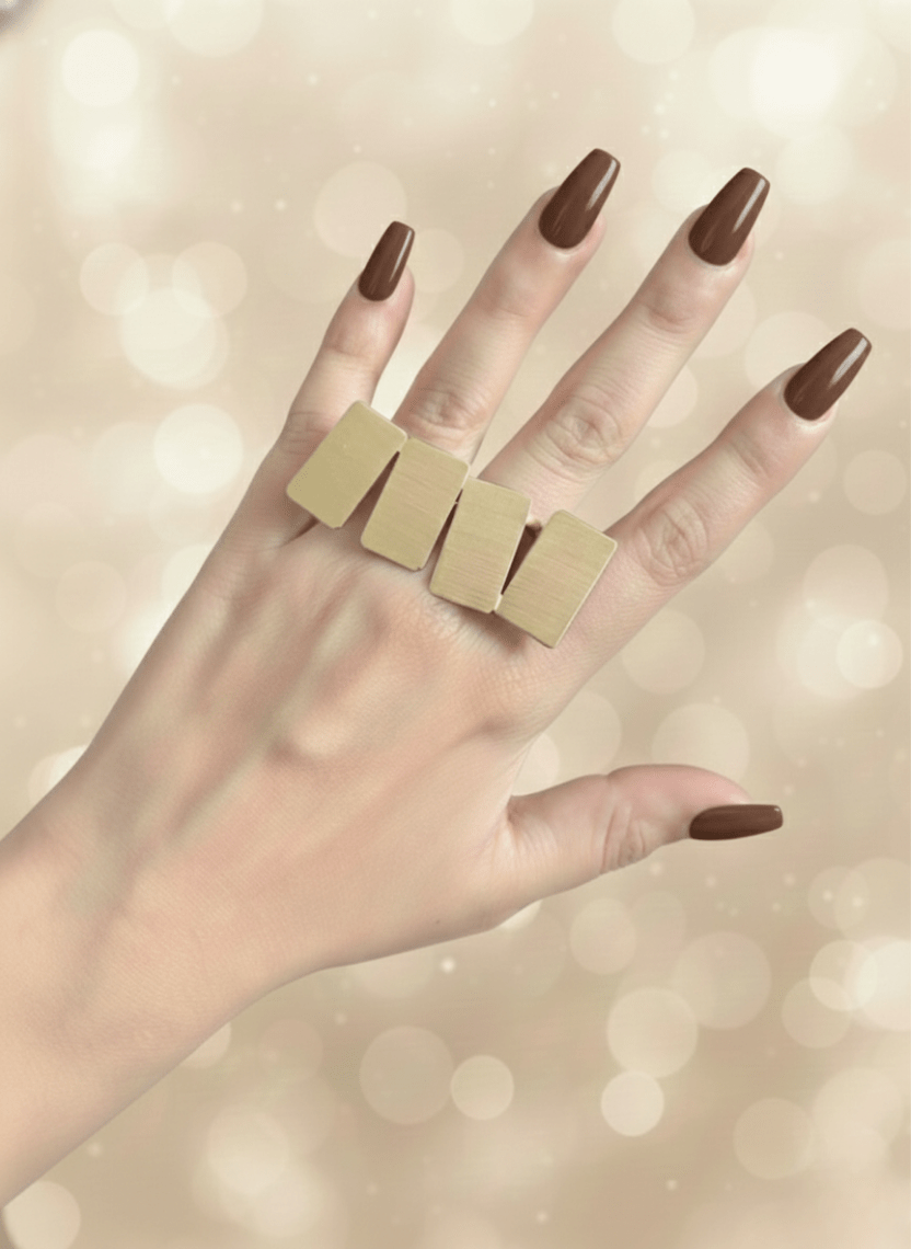 The Modular Quad Brass Statement Ring - WEB-R-004 - Luxeria