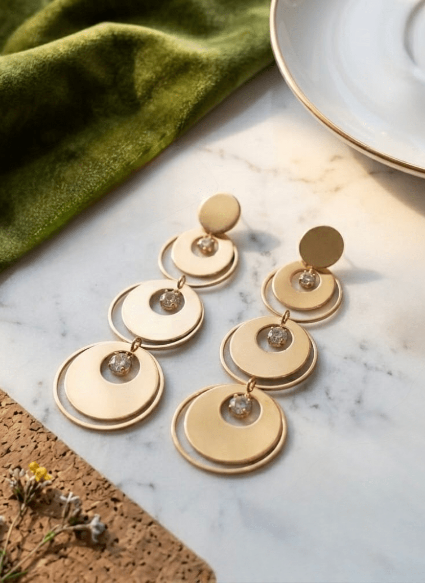 Triple Disc Earrings - EEM-EAR-004 - Luxeria