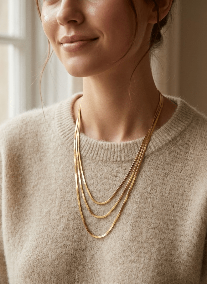 Triple Wave Necklace - NAK-CHA-005 - Luxeria